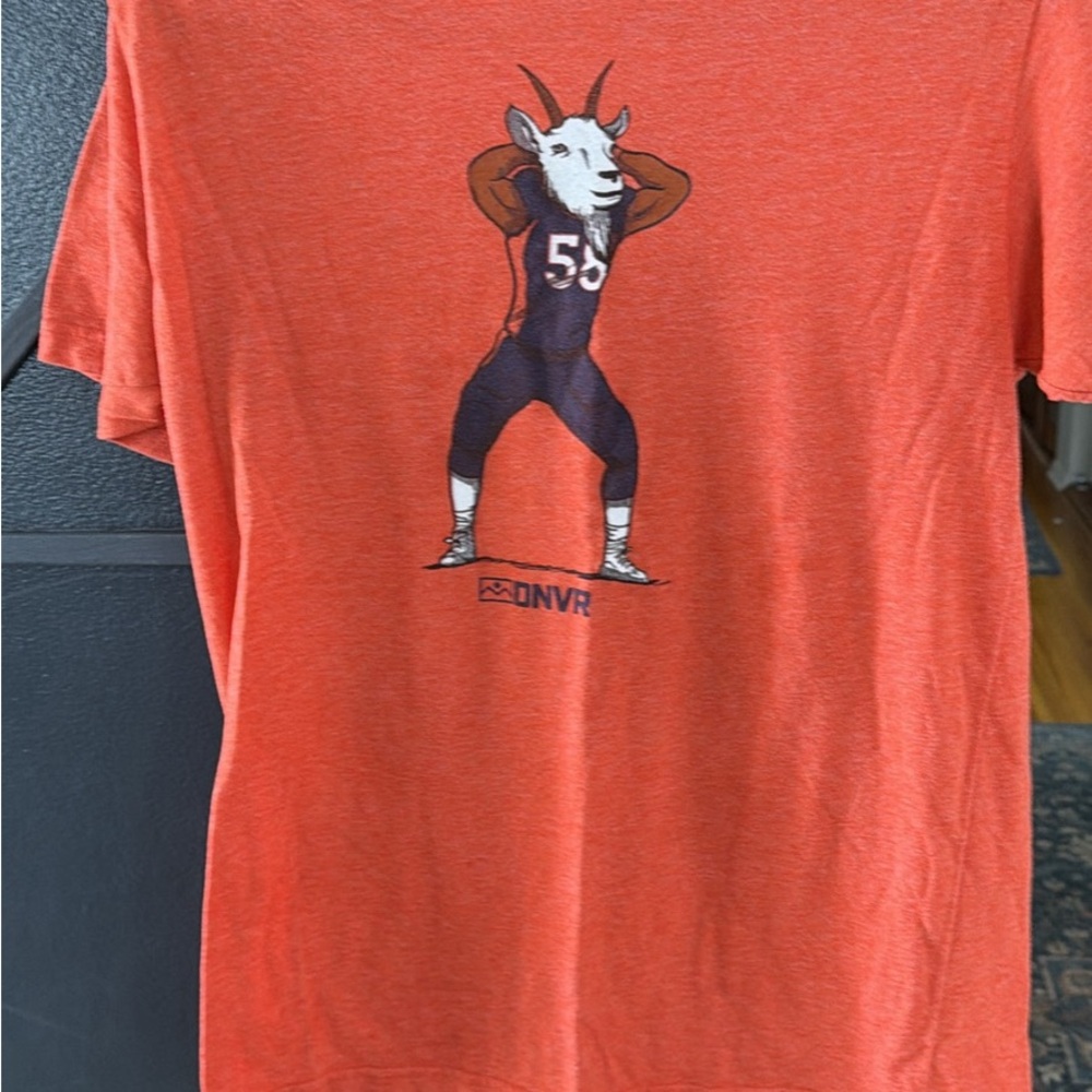 Denver Broncos/Von Miller Orange Graphic T-Shirt with Goat Design